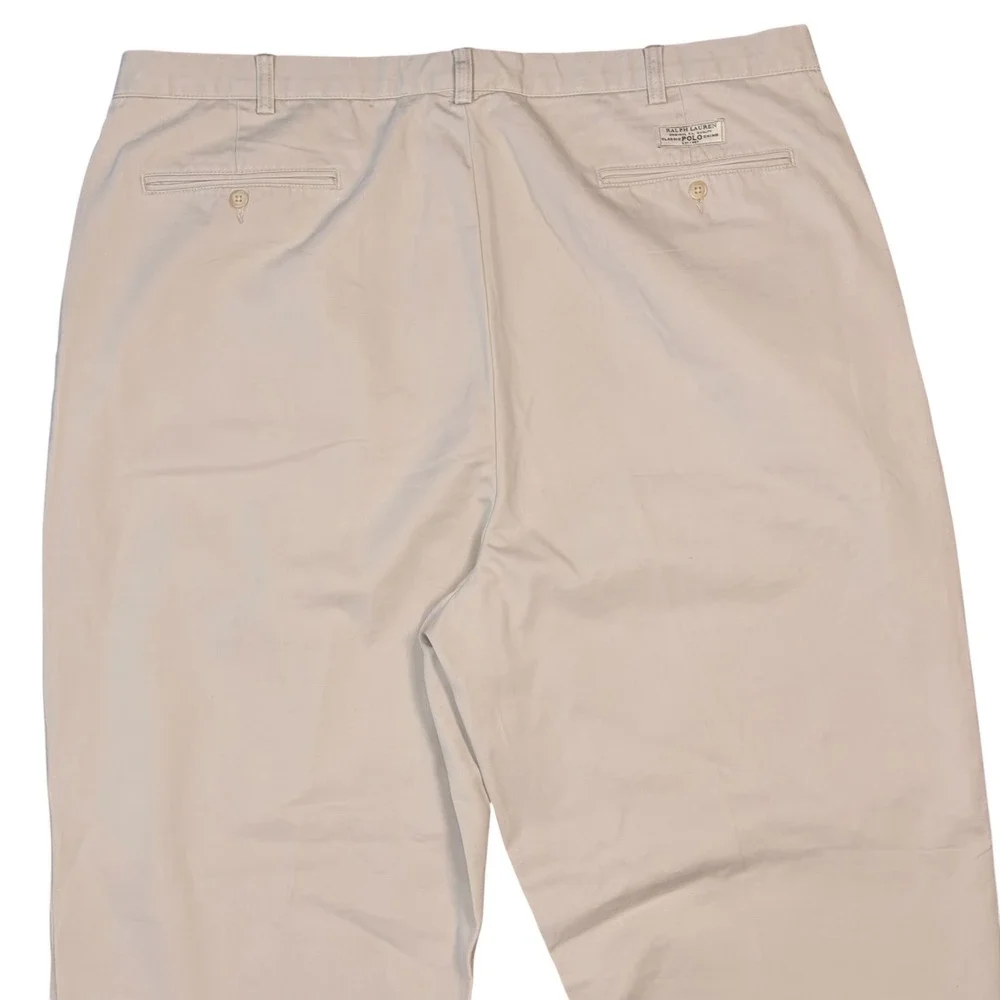 Vintage Polo Ralph Lauren Andrew Pant Men 44B x 34 Tan Double Pleated Chino Prep